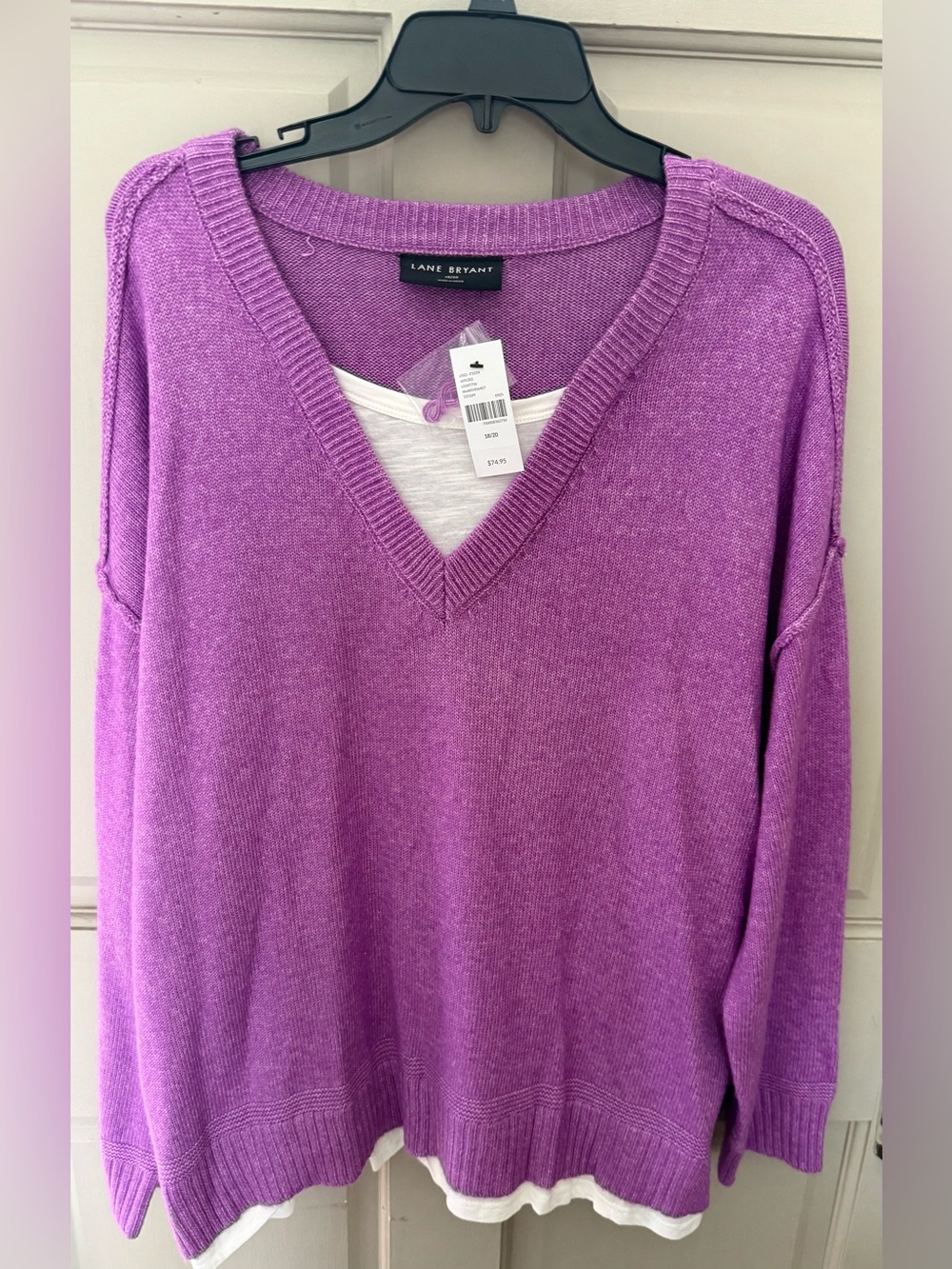Lane Bryant Purple V-Neck Lightweight Knit Sweater